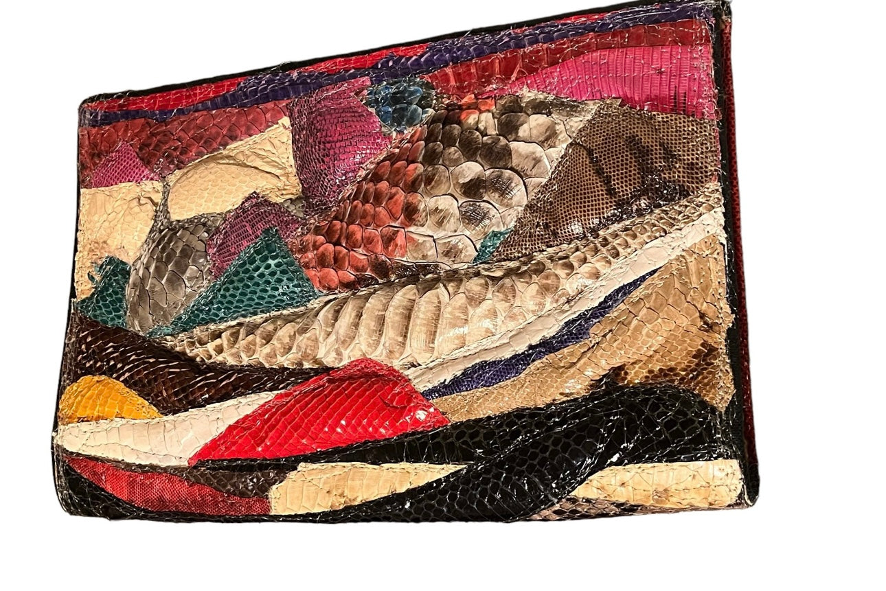 Vintage Oversized Snakeskin Clutch