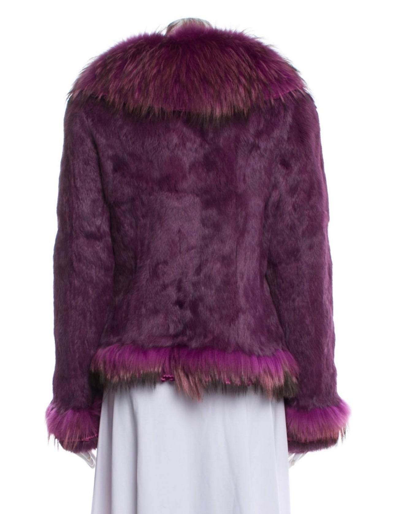 Purple Leather Faux Fur Coat