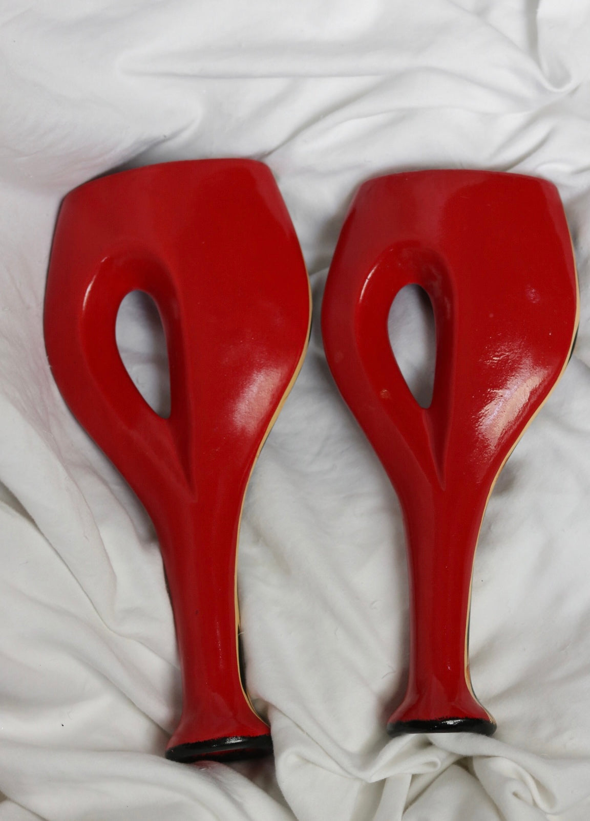 80s Red Animal Print Candle Holders