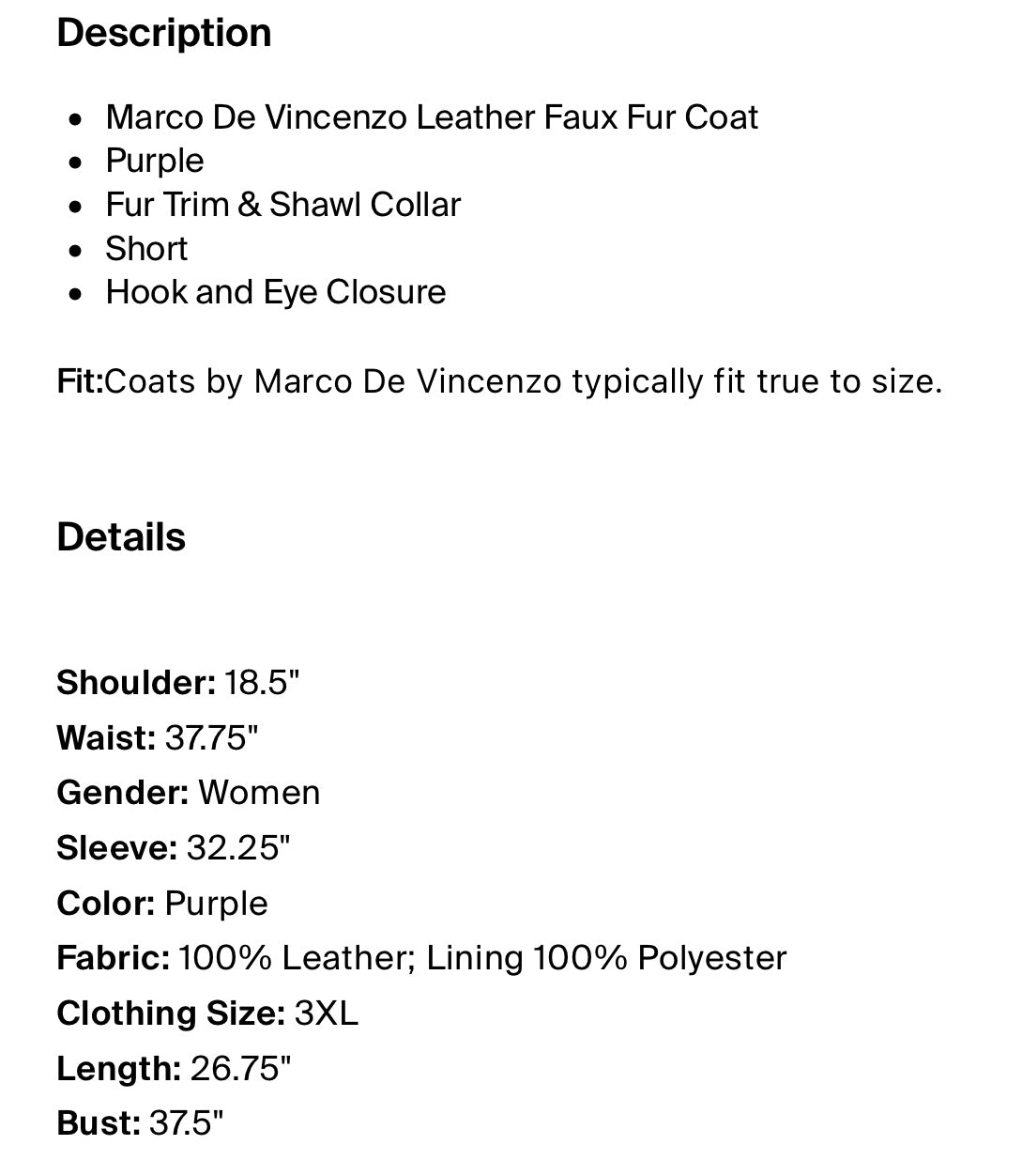 Purple Leather Faux Fur Coat
