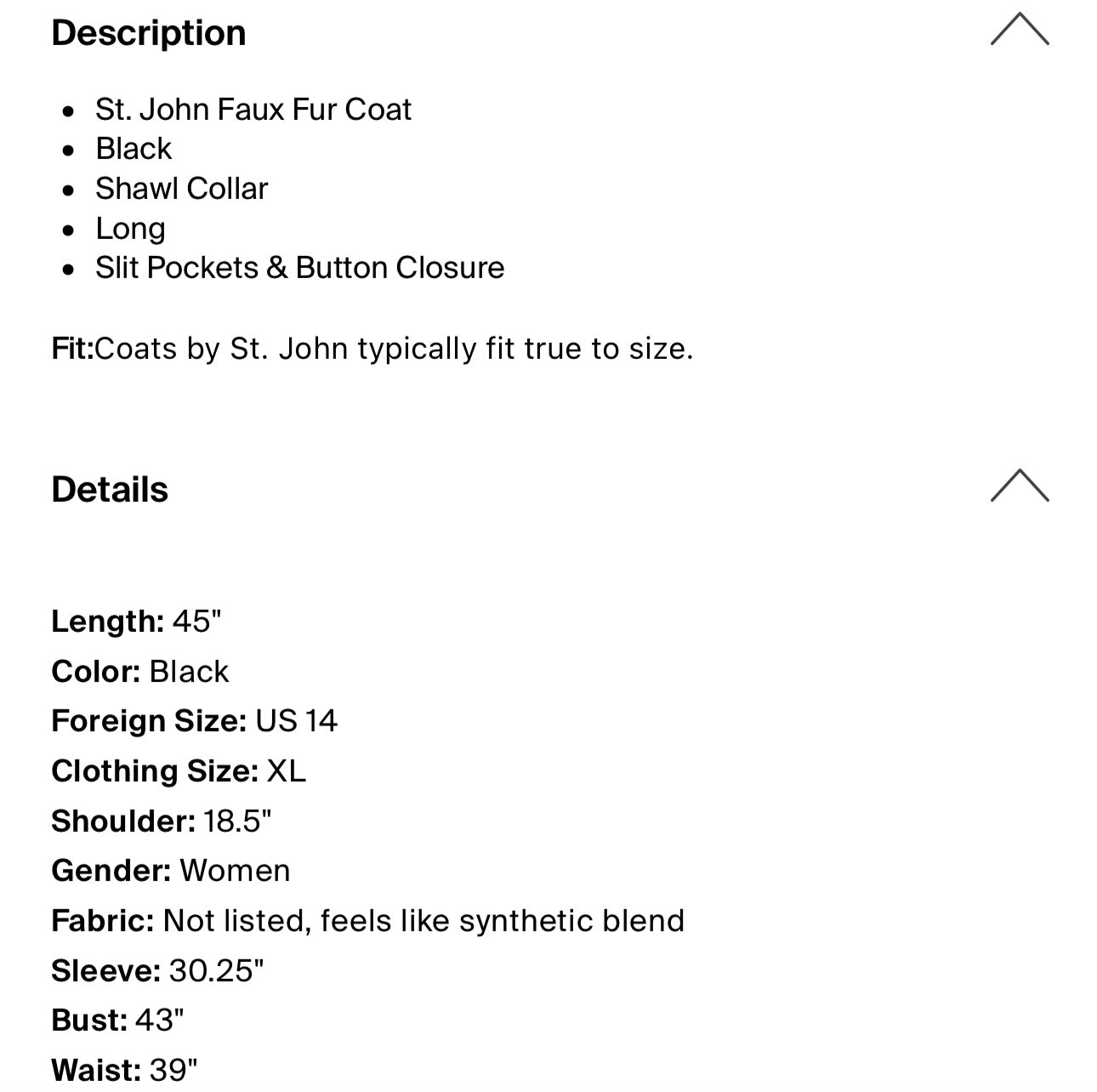 St John Faux Fur Collar Coat