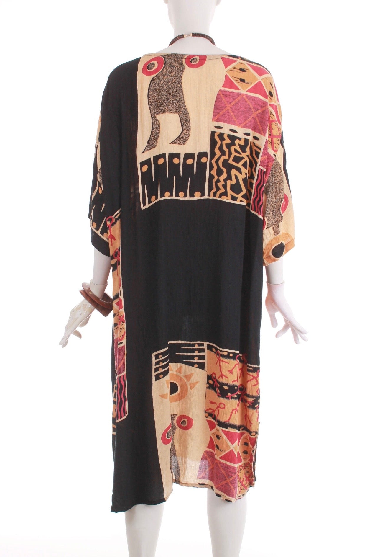 80s Textured Batik Tribal Dress