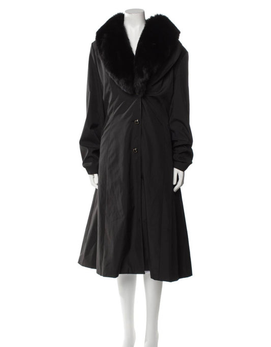 St John Faux Fur Collar Coat
