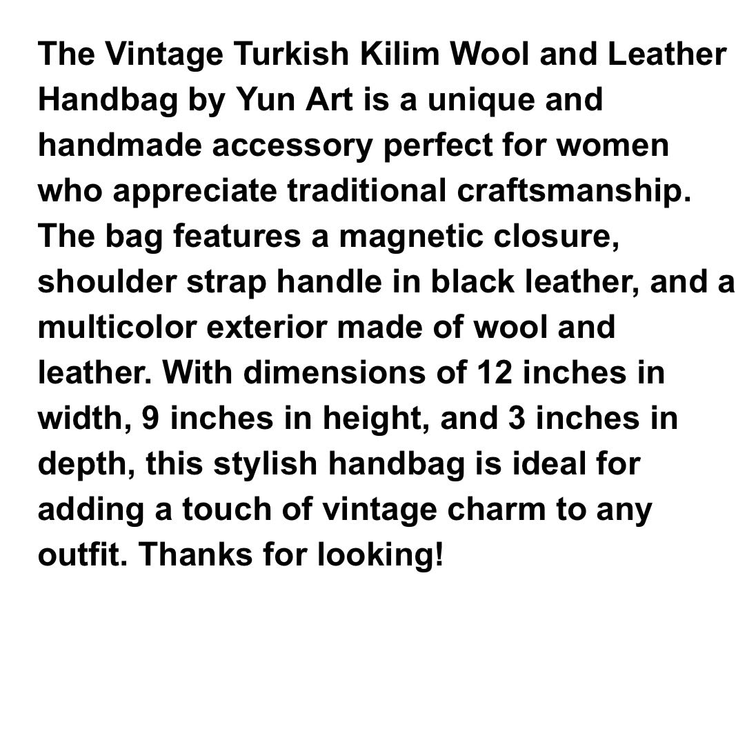 Vintage Turkish Kilim Wool Leather Handbag