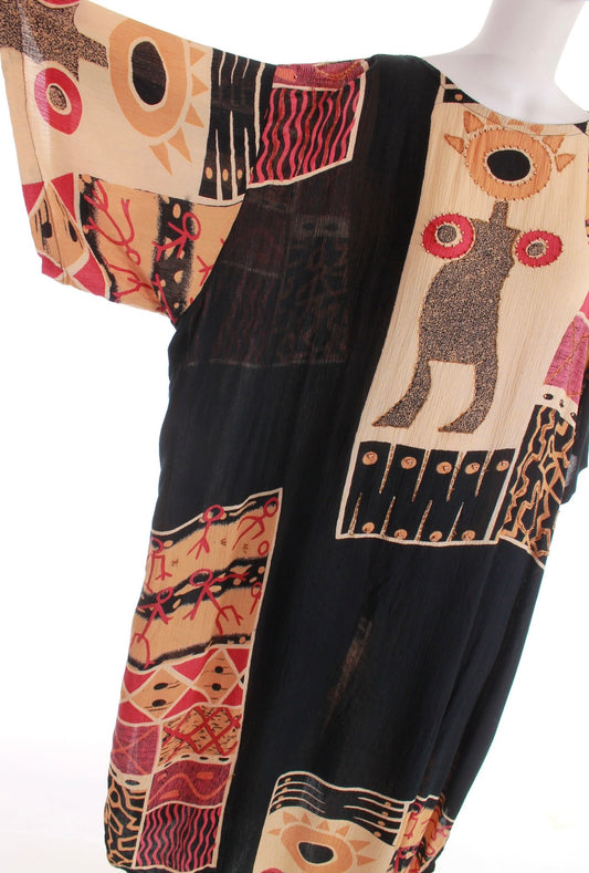 80s Textured Batik Tribal Dress