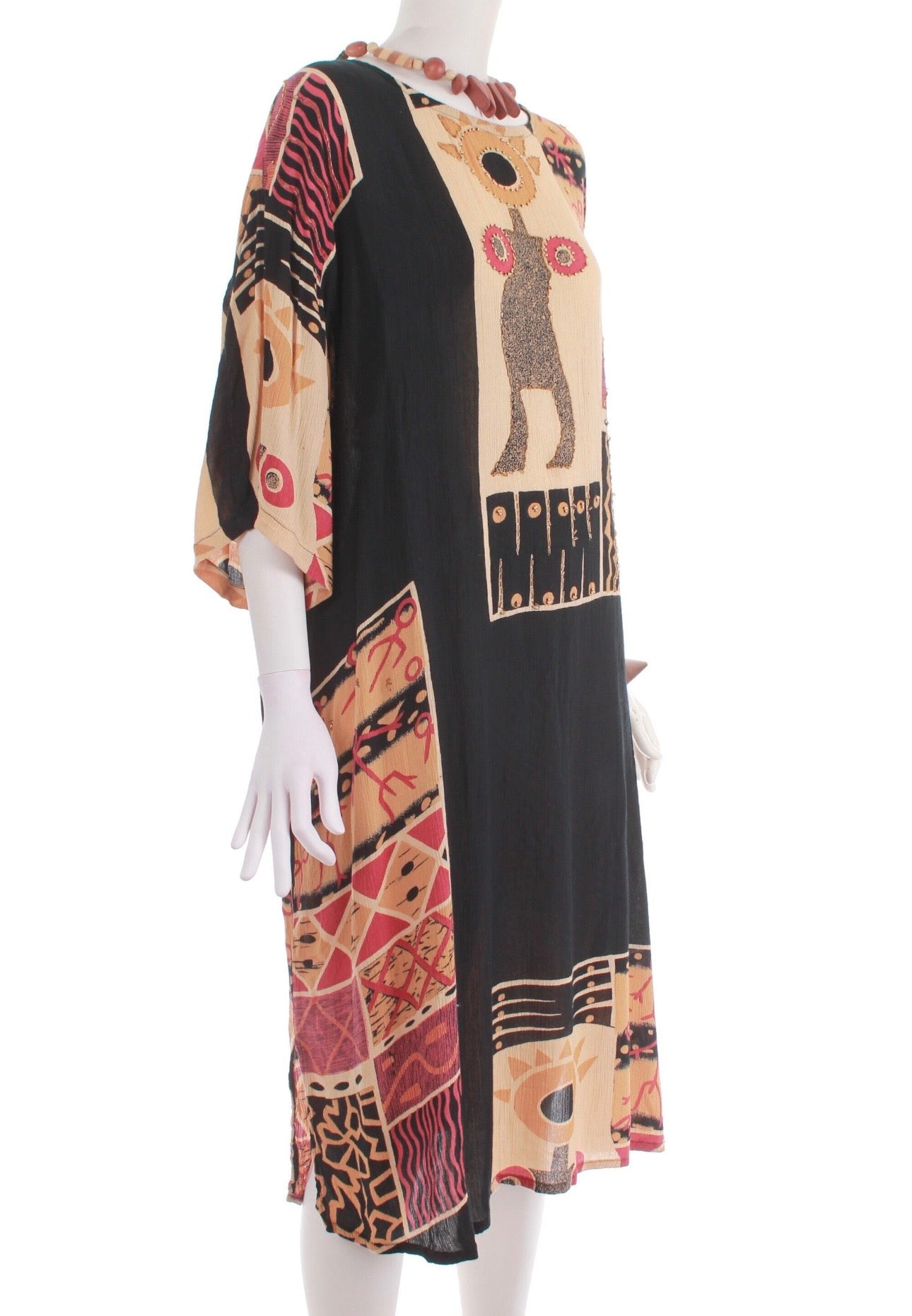 80s Textured Batik Tribal Dress