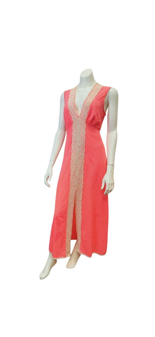 1960s Neon Glo Pink Gown