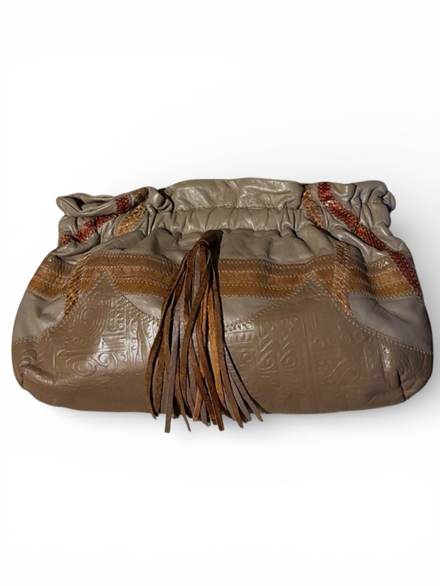 80s Leather Tribal Abstract Bag