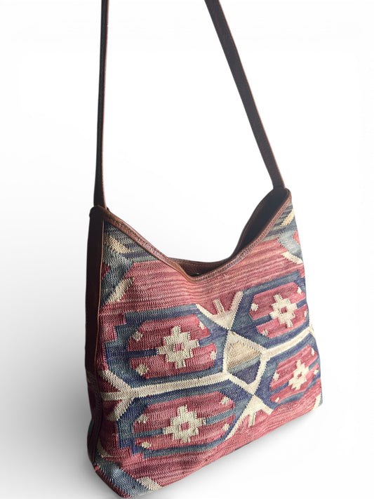 80s Turkish Kilim Large Hobo Bag